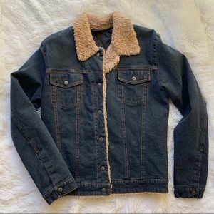 Arizona Jean Company Denim Jacket Faux Fur Trimmed Size Medium